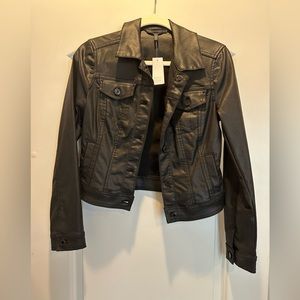 White House black market black “leather” jacket